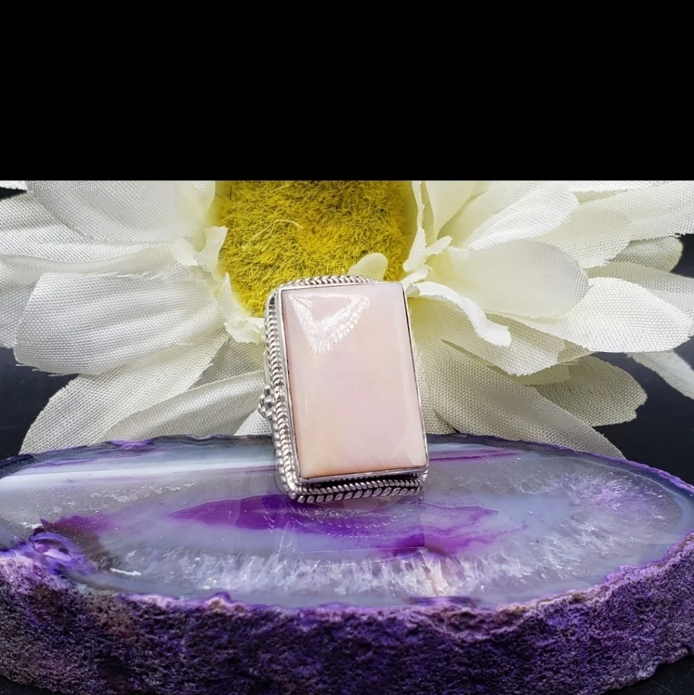 Vintage Sterling And Pink Stone Ring